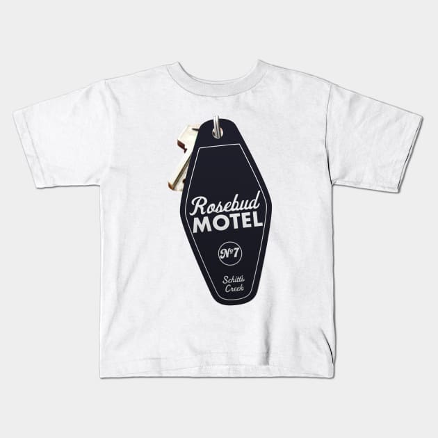 Schitt's Creek Rosebud Motel Key Tag for Room 7, Retro design in black Kids T-Shirt by YourGoods